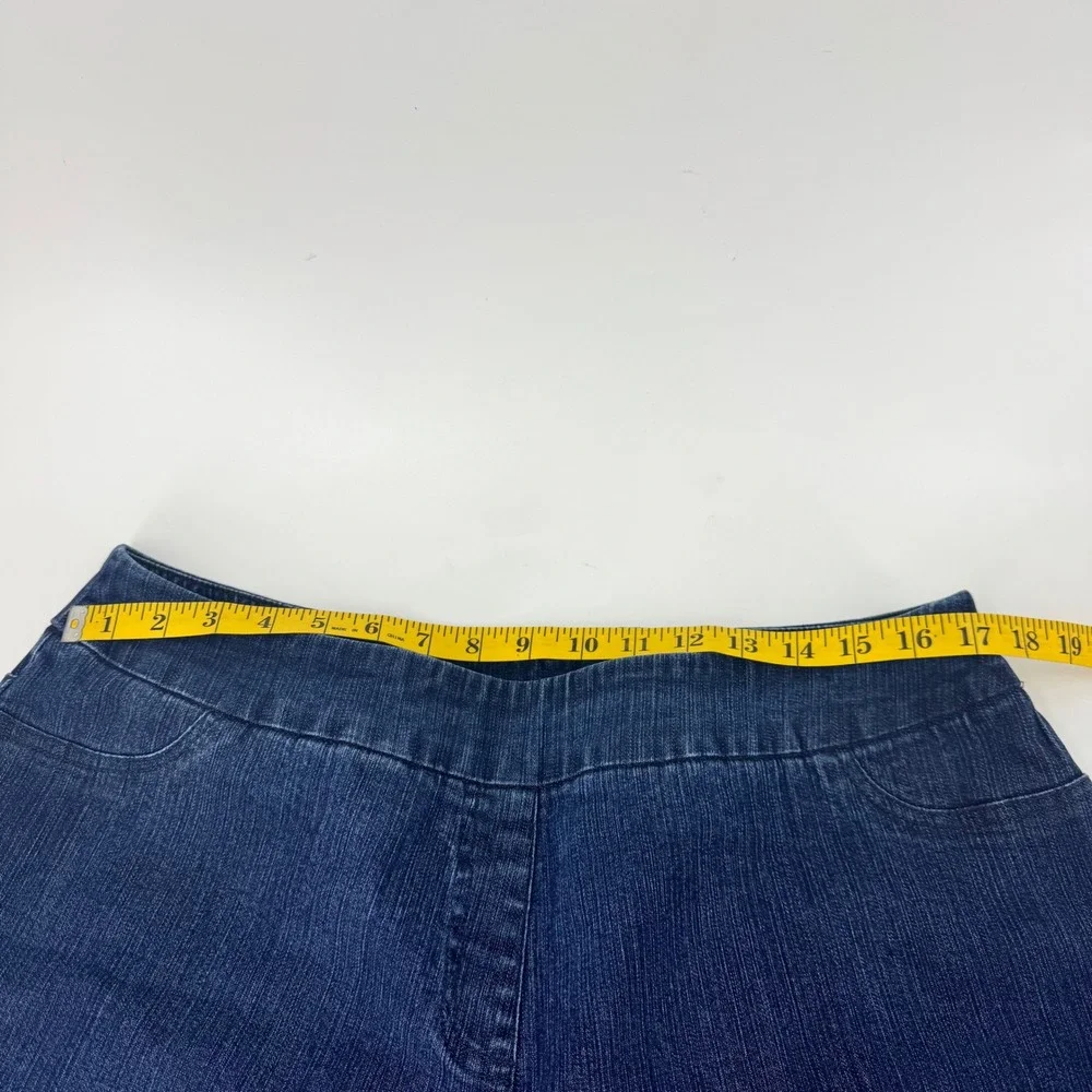 Soft Surroundings Dark Wash Pull‎ On Denim Shorts Cuffed Hem PXL Dark Indigo